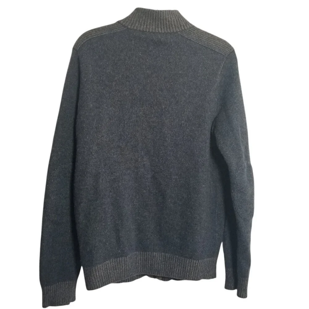 Mens Pronto Uomo Blue Gray Wool Cardigan Sweater W/ Elbow Pads Sz M